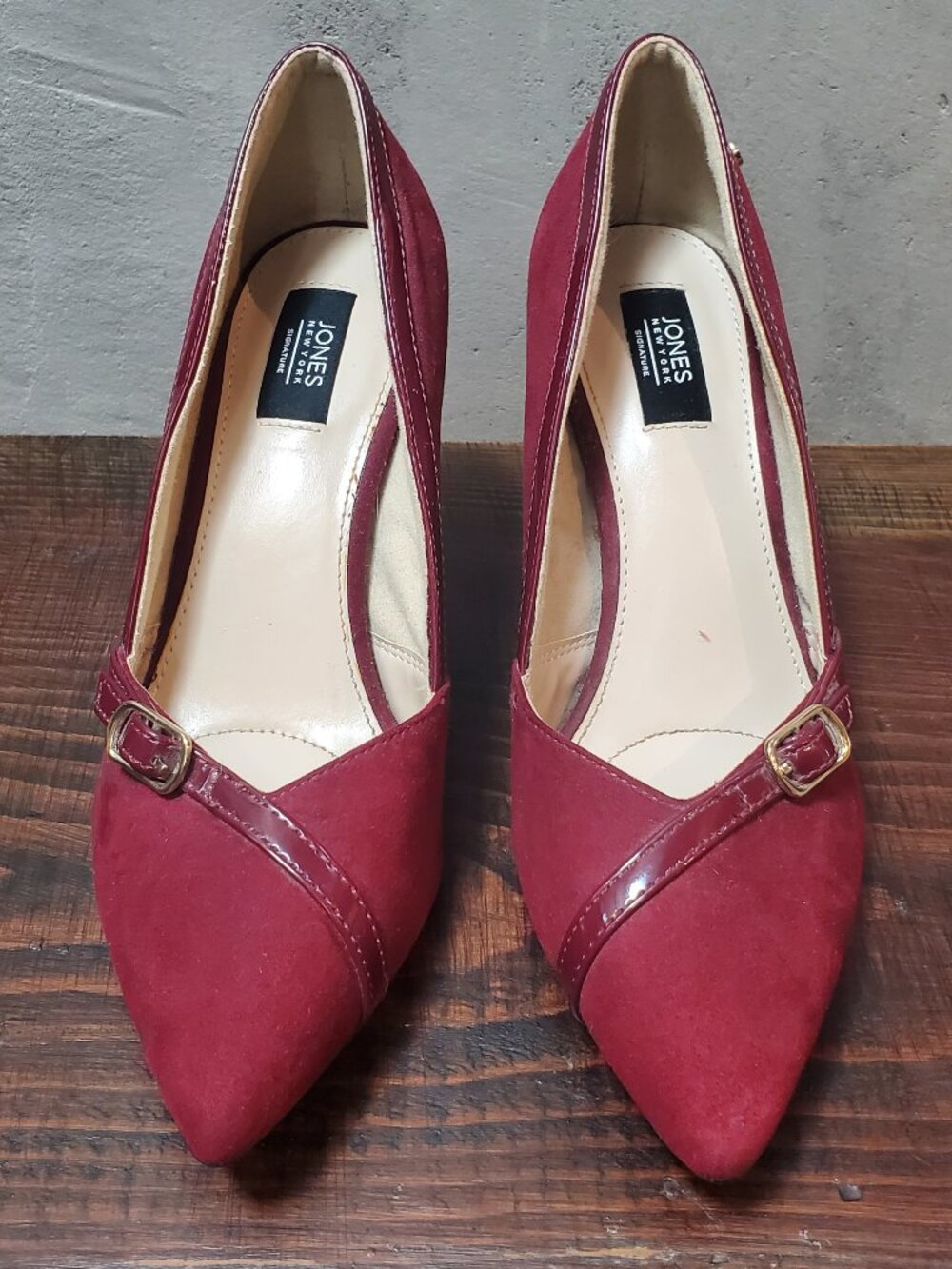 Jones New York Signature Burgundy Faux Suede Pointy Toe Stiletto Pumps 7M